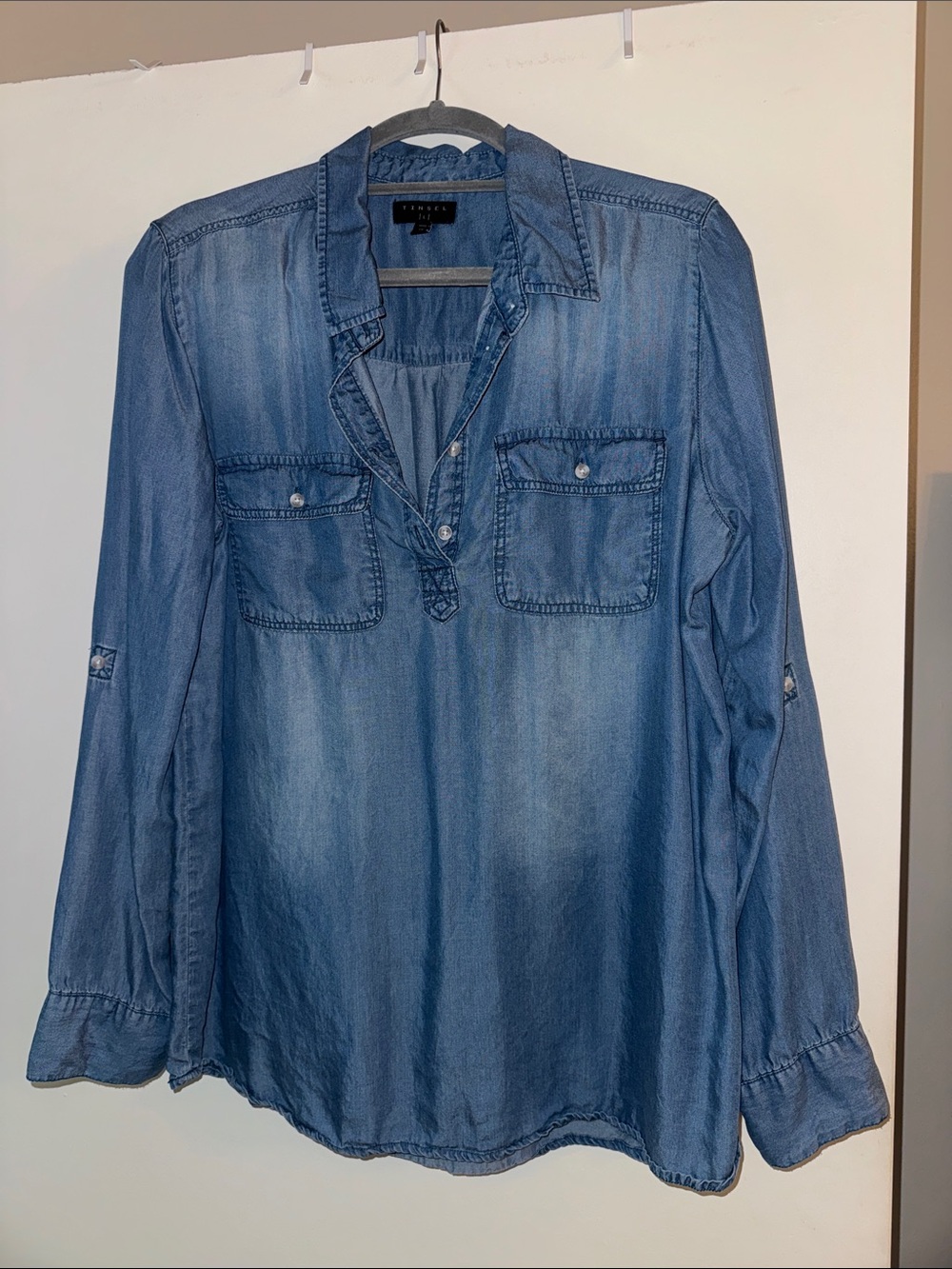 Tinsel Hattie Henry Chambray Top